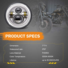 7 inch LED Headlight Fog Passing Lights DOT Kit Set Ring Motorcycle Headlamp Ring for Harley Davidson Touring Road King Ultra Classic Electra Street Glide Tri Cvo Heritage Softail Deluxe Fatboy Chrome