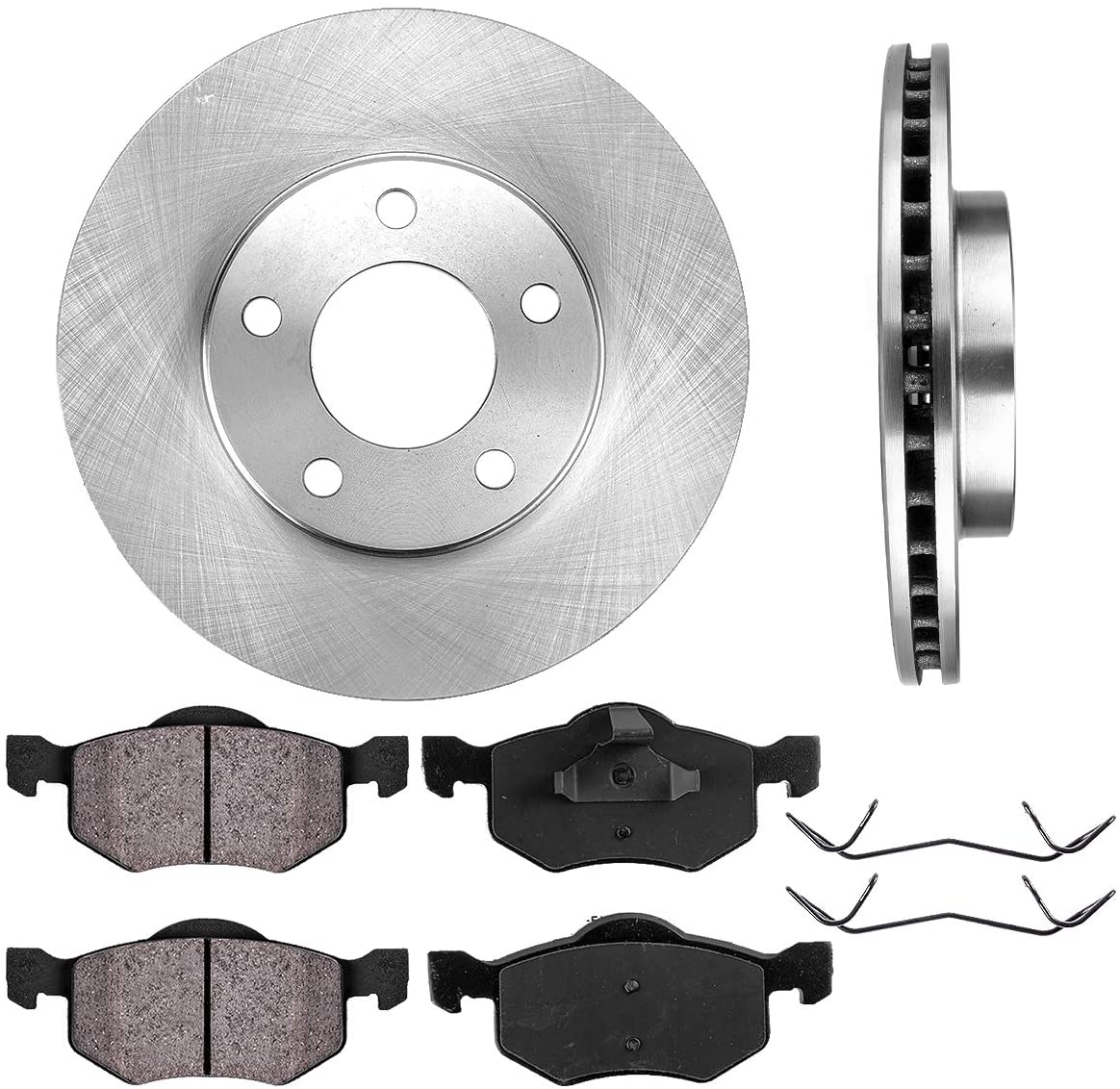 CRK13332 FRONT 277.88mm Premium 5Lug [2] Brake Rotors + [4] Ceramic Pads + Clips [fit Ford Escape Mazda Tribute Mariner]