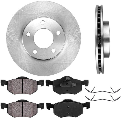 CRK13332 FRONT 277.88mm Premium 5Lug [2] Brake Rotors + [4] Ceramic Pads + Clips [fit Ford Escape Mazda Tribute Mariner]