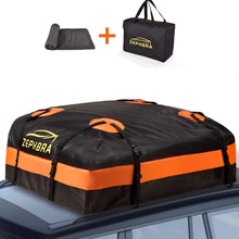 ZEPHBRA Car Roof Bag Cargo Carrier, 15 Cubic Feet Waterproof Rooftop Cargo Carrier with Anti-Slip Mat + 8 Reinforced Straps + 4 Door Hooks Suitable for All Vehicle with/Without Rack (Orange, 15 CU.FT) (Orange 15 CU.FT)