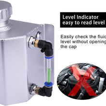 PowerRun Universal 1L Radiator Coolant Overflow Tank,Recovery Coolant Bottle,Polished Aluminum(Silver)