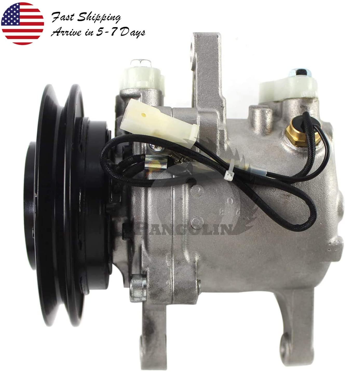 PANGOLIN 3C581-97590 447220-6771 Air Conditioning Compressor M108S M5040 M7040 SVO7E AC Compressor Air Conditioner Compressor with Pressure Switch for Kubota M8540 M9540 Tractor Aftermarket Parts