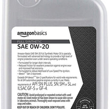 AmazonBasics Full Synthetic Motor Oil, SN Plus, 0W-20, 1 Quart, 6 Pack