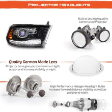 [Halogen Upgrade]For 09-18 Dodge Ram 1500 2500 3500 Blk LED DRL Switchback Projector Headlight Lamps