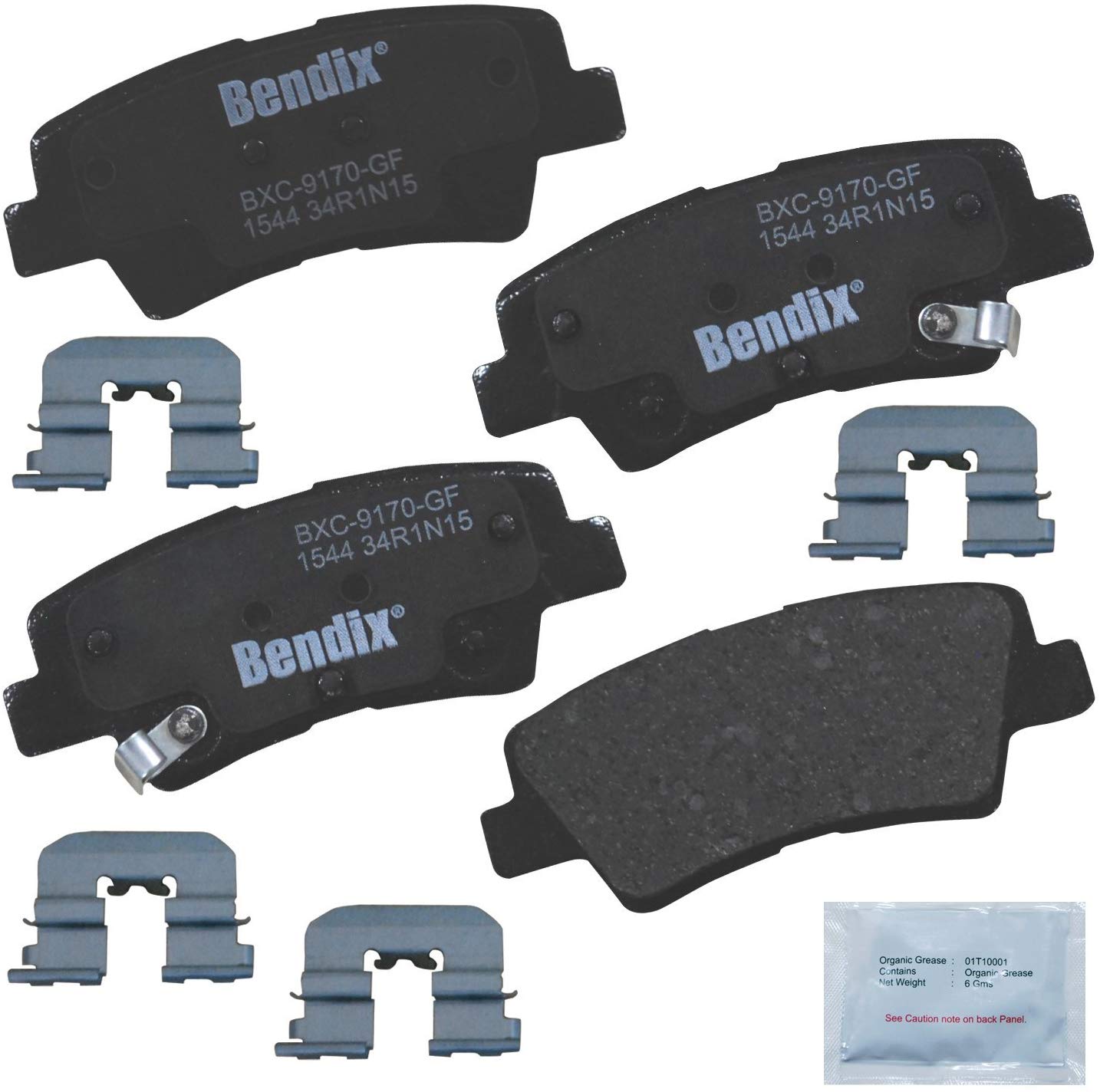 Bendix Premium Copper Free CFC1544 Premium Copper Free Ceramic Brake Pad (with Installation Hardware Rear)