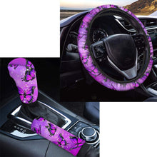 FKELYI Rainbow Tie-Dye Car Interior Decor Accessories Set,Auto Universal Steering Wheel Cover Set with Hand Brake Cover and Gear Shift Knob Cover 3Packs