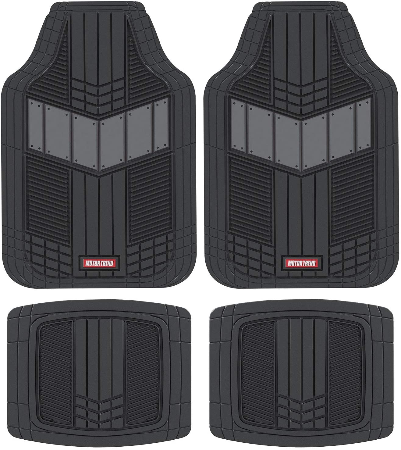 Motor Trend DualFlex Two-Tone Rubber Car Floor Mats for Automotive SUV Van Truck Liners - Channel Drainer All Weather Protection