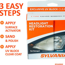 SYLVANIA - Headlight Restoration Kit - 3 Easy Steps to Restore Sun Damaged Headlights With Exclusive UV Block Clear Coat, Light Output and Beam Pattern Restored, Long Lasting Protection
