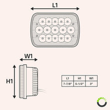 7x6 5x7 LED Headlights H6054 H5054 [Black Finish] [45W] [H4 Plug & Play] [Low/High Beam: 6/15 LEDs] - H6054LL 69822 6052 6053 Head Light for Jeep Wrangler YJ Cherokee XJ