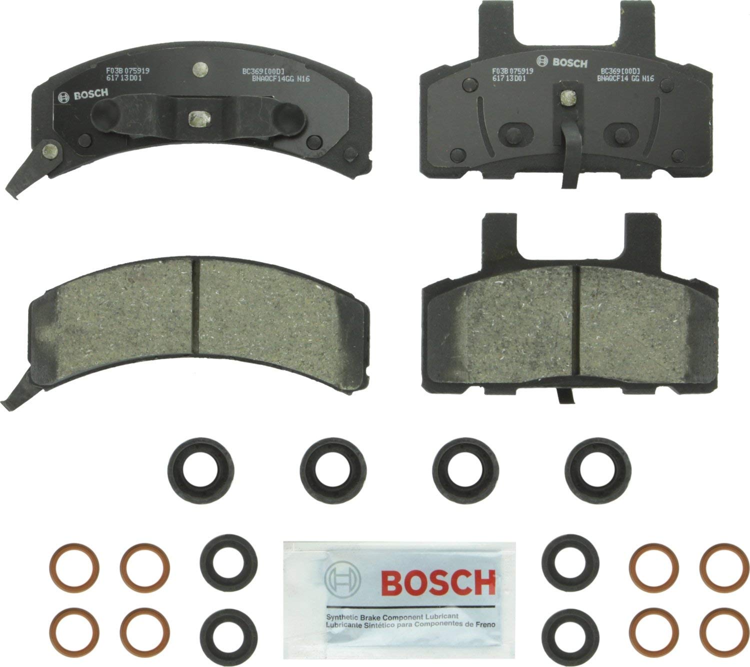 Bosch BC369 QuietCast Premium Ceramic Disc Brake Pad Set For Select Cadillac; Chevrolet Astro, Blazer, Express, C1500/2500 Pickup, Suburban, Tahoe; GMC Safari, Savana, Suburban, Yukon + More; Front