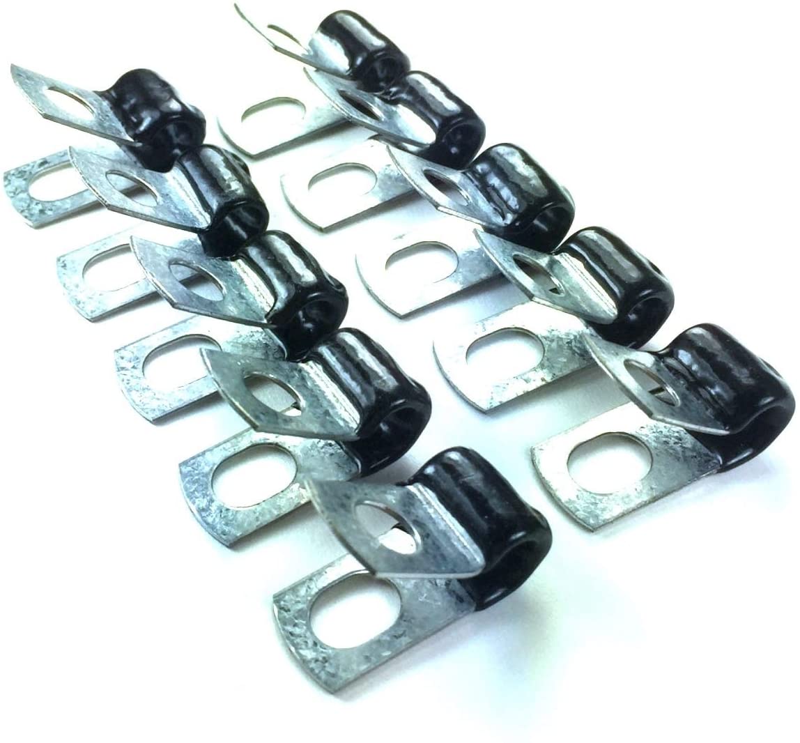 Brake Line Clip Set. Pack of 10. Steel with Rubber Insulation