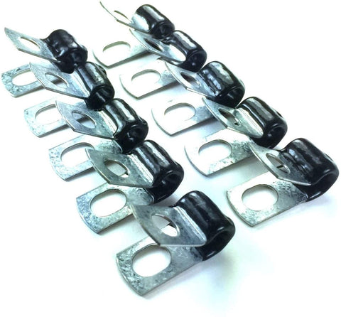 Brake Line Clip Set. Pack of 10. Steel with Rubber Insulation