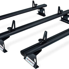 AA-Racks Model ADX32-TR Compatible Ford Transit Connect 2008-13 Aluminum 3 Bar (60") Utility Drilling Van Roof Rack System with Ladder Stopper Sandy Black