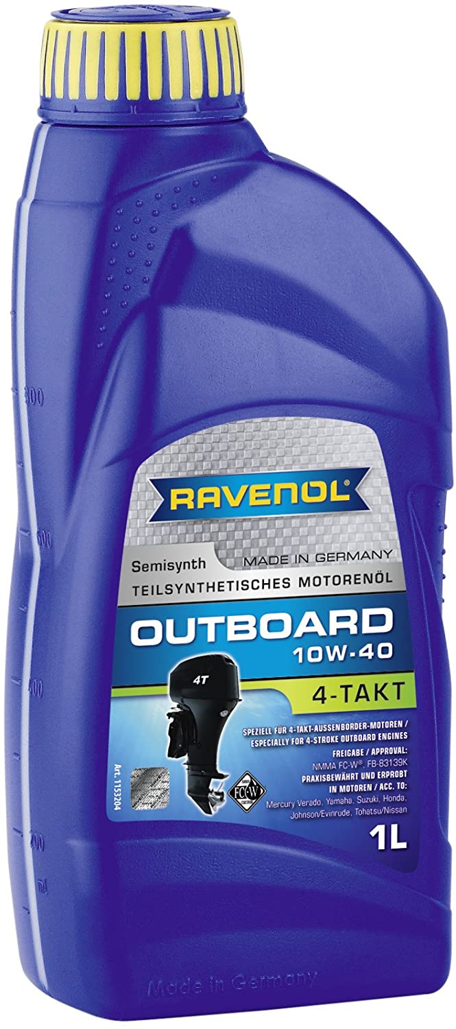 RAVENOL J1V2121 10W-40 4-Stroke Marine Oil - Outboard Semi Synthetic NMMA FC-W Approved (1 Liter)
