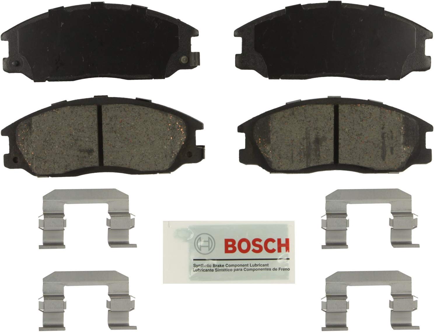 Bosch BE864H Blue Disc Brake Pad Set with Hardware for Select Hyundai Santa Fe, XG300, XG350 and KIA Sedona, Sorento Vehicles - FRONT