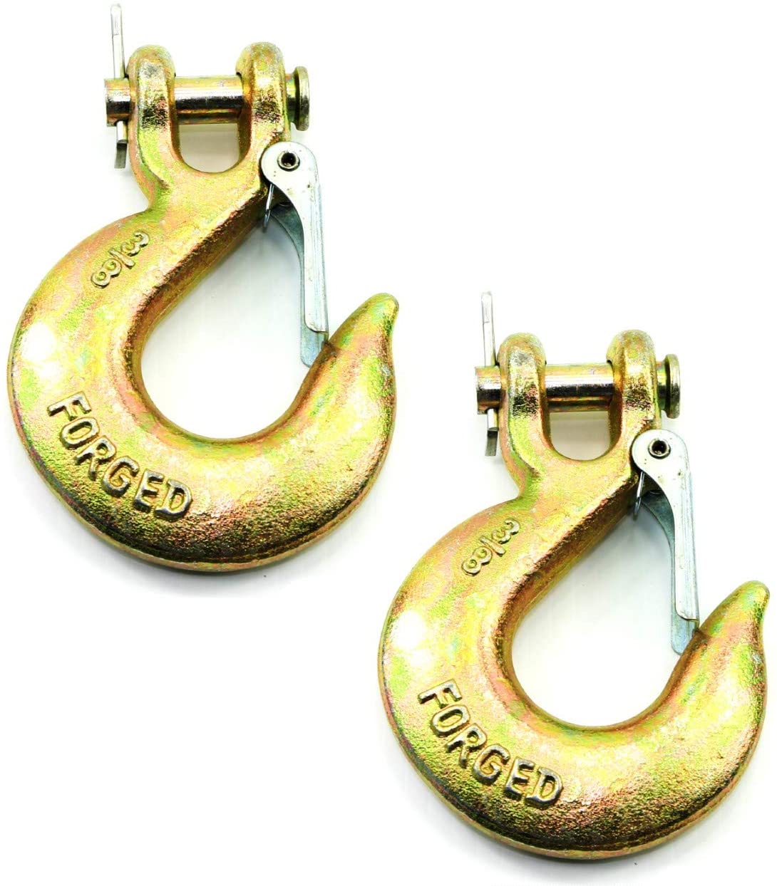 (Pack of 2) 3/8 Inch Safety Hook with Latch Forged G70 18,000 Lb Capacity (2)