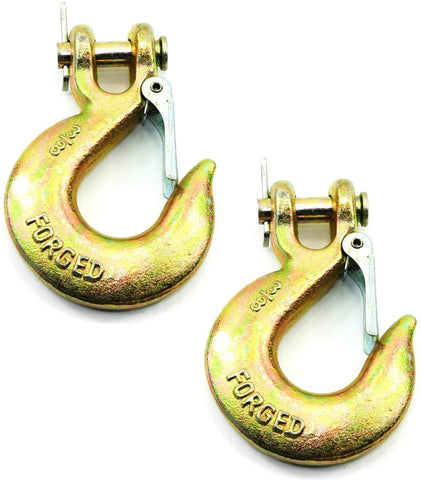 (Pack of 2) 3/8 Inch Safety Hook with Latch Forged G70 18,000 Lb Capacity