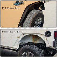 YITAMOTOR Steel Fender Flares Kit Compatible for 2007-2018 Jeep Wrangler Unlimited JK (2/4 Doors), Heavy-duty Off Road Style Front Rear Flat, 4 Pack