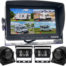 FHD 1080P Backup Camera Monitor DVR System,4 x IR Night Vision Car Front Side Rear 360 View Dash Camera + 7" IPS LCD 4CH Quad Split Screen Monitor for RV Bus Truck 5th Camper