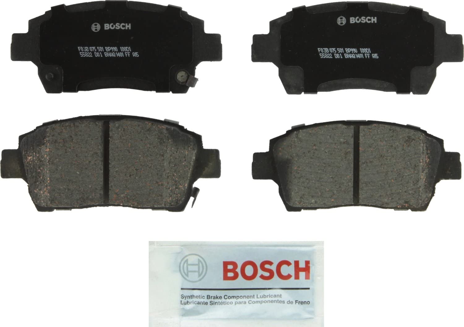 Bosch BP990 QuietCast Premium Semi-Metallic Disc Brake Pad Set For Scion: 2012-15 iQ, 2004-06 xA, 2004-06 xB; Toyota: 2003-05 Echo, 2003-05 MR2 Spyder, 2003-09 Prius; Front