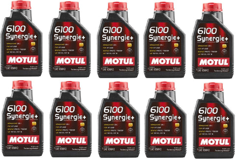 Motul 108646 Set of 10 6100 Synergie+ 10W-40 Motor Oil 1-Liter Bottles