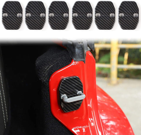 Voodonala for Jeep JK ABS Carbon Fiber Door Lock Covers Protection Trim for 2007-2019 Jeep Wrangler JK JKU, 2016+ Jeep Renegade, 2011+ Grand Cherokee, Chrysler, Grand Commander, 2019 RAM 6PCS