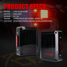 Xprite Bold Series Smoke Lens LED Tail Lights w/Red Brake Rear Light, Turn Signal & Back Up Light for Jeep Wrangler JK JKU 2007-2018