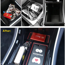 YEE PIN Model 3 Center Console Organizer Tray for Tesla Model 3 2018 2019 2020 Center Console Storage Box Armrest Box Secondary Storage, Insert ABS Black Materials Tray (Red)