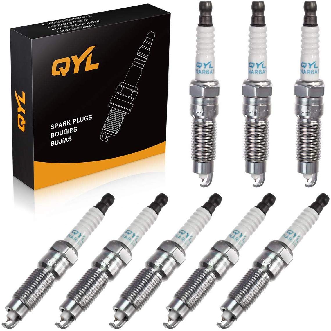 Set of 8 QYL Spark Plug Iridium Replacement# SP509 HJFS24FP, Fit for Ford Expedition Lincoln Navigator V8