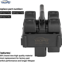 68156217AA Jeep Wrangler Master Power Window Switch Fits for 2011 2012 2013 2014 2015 2016 Jeep Wrangler 4 Door Dash Mounted-Front Left Driver Side Replace OE# 68156217AB