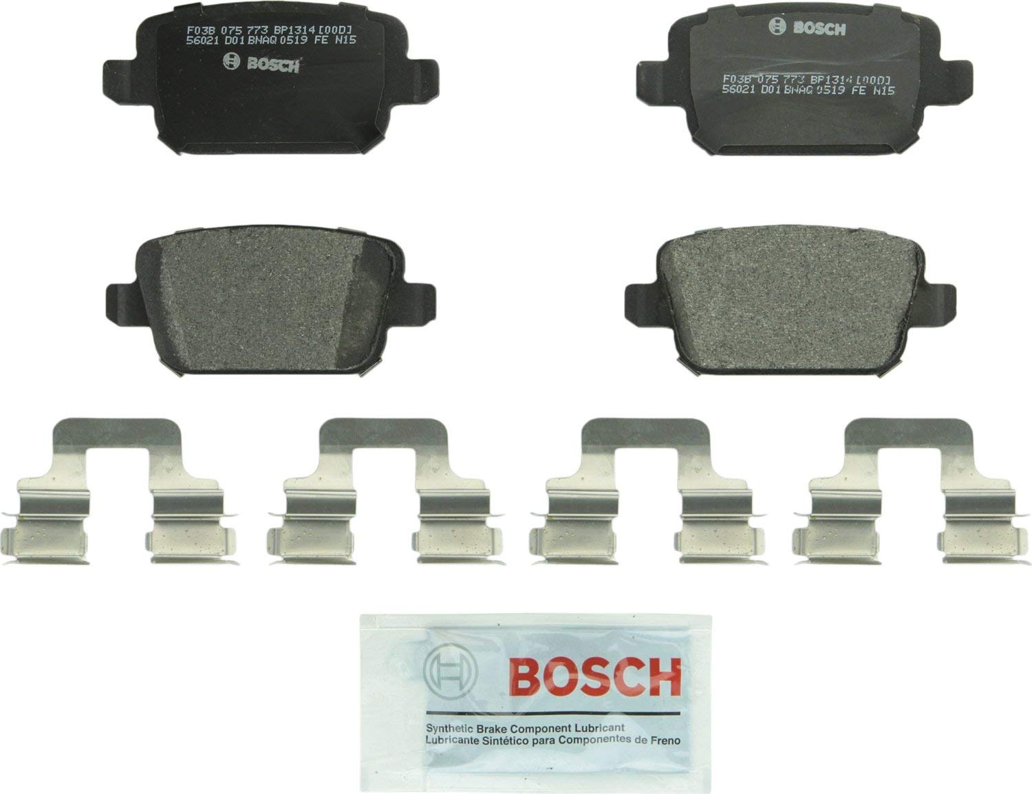 Bosch BP1314 QuietCast Premium Semi-Metallic Disc Brake Pad Set For Select For 2008-2015 Land Rover LR2; 2007-2009 Volvo S80; Rear