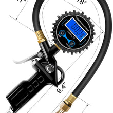Nilight Digital Tire Pressure Gauge Medium 250 PSI Air Chuck and Compressor Accessories Heavy Duty with Rubber Hose and Quick Connect Coupler for 0.1 Display Resolution