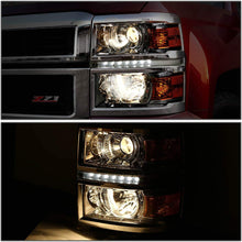 For Chevy Silverado 1500 Smoked Lens Amber Corner LED DRL Projector Headlight + Smoke Lens Fog Light + Switch