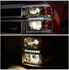 For Chevy Silverado GMT K2XX Smoked Lens Projector LED Headlight W/Amber Signal + H1 LED Conversion Kit W/Fan