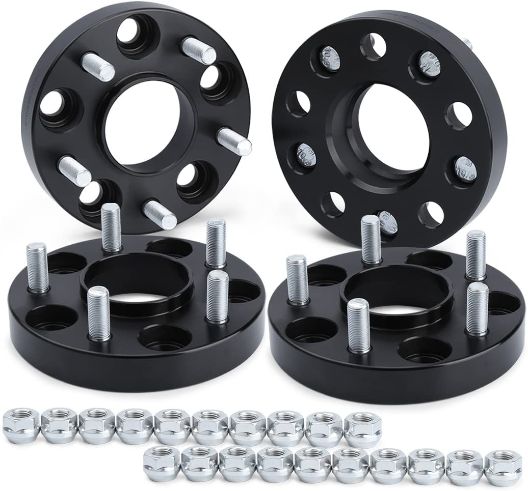 dynofit 5x4.5 Wheel Spacers for 300ZX 350Z 370Z Altima Leopard G35 G37 FX35 S14 and More, 4Pcs 25mm 5x114.3 Hubcentric Forged Wheels Spacer 66.1mm Hub Bore M12x1.25 for 5 Lug Rims