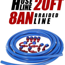 20 Ft 8AN AN 8 Push Lock Oil Gas Fuel Hose + 10pcs AN 8 Hose Fitting Kit