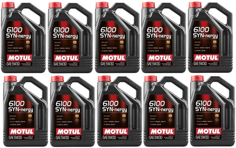 Motul 107972 Set of 10 6100 SYN-nergy 5W-30 Motor Oil 5-Liter Bottles