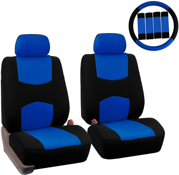 FH Group FB050102 Flat Cloth Seat Covers (Yellow) Front Set with Gift – Universal Fit for Cars Trucks & SUVs
