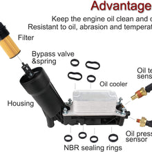 5184294AE Engine Oil Cooler and Oil Filter Housing Adapter Assembly with Gaskets Sensor-Compatible with 2011-2013 3.6L V6 Chrysler 200 300, Dodge Journey, Avenger, Durango, Cherokee, Wrangler, Ram