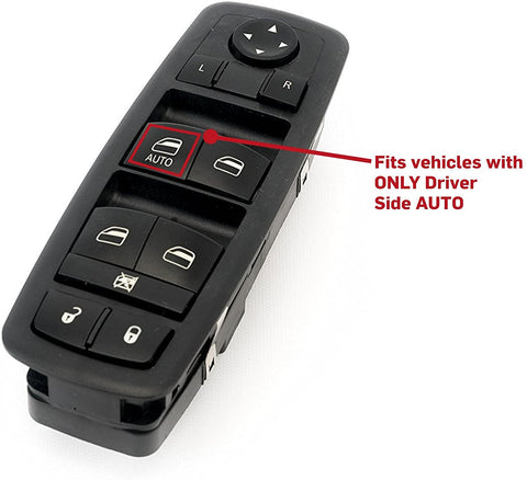 Driver Side Master Power Window Switch - Replaces Part 4602632AH, 4602632AG, 4602632AF - Fits Dodge Nitro and Jeep Liberty 2008, 2009, 2010, 2011, 2012, Dodge Journey 2009, 2010