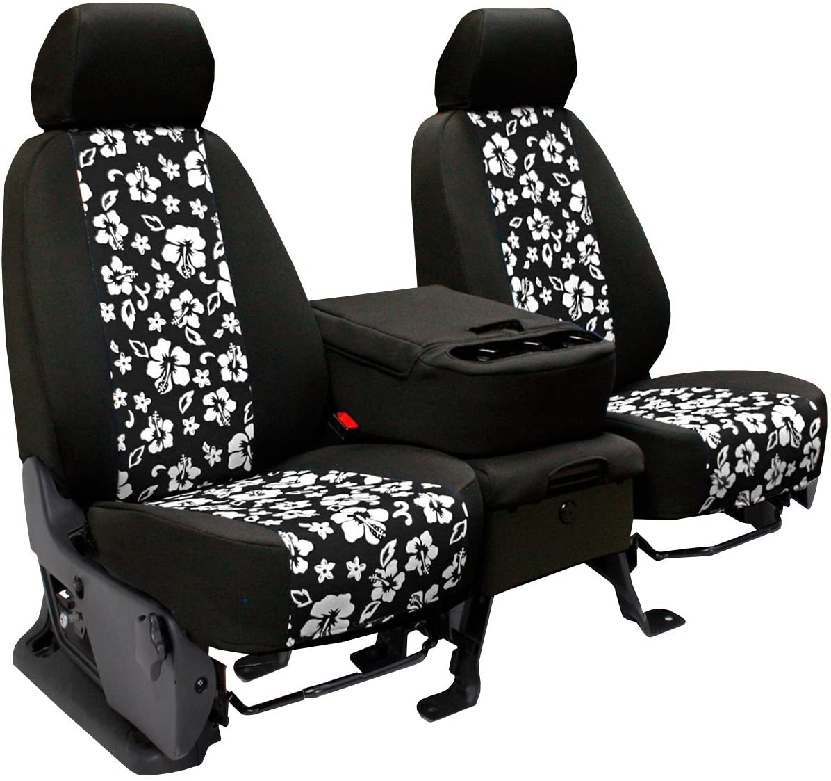 Rear SEAT: ShearComfort Custom Hawaiian Seat Covers for Toyota Corolla (2020-2020) in Black w/Black for 40/60 Split Back Solid Bottom w/Pullout Arm and 3 Adjustable Headrests (LE Model)