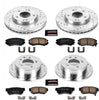 Power Stop K4442 Front & Rear Brake Kit with Drilled/Slotted Brake Rotors and Z23 Evolution Ceramic Brake Pads