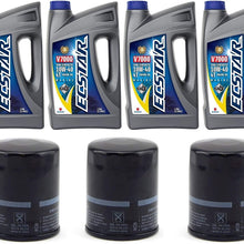 Suzuki ECSTAR V7000 10W-40 Marine 4-Stroke Engine Oil, 4 Gal with 3X 16510-96J10 Oil Filter