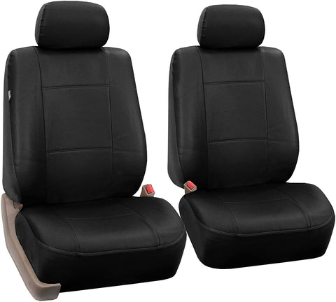 FH Group FH-PU007102 Deluxe Leatherette Front Set Seat Covers, Airbag Compatible, Tan Color- Fit Most Car, Truck, SUV, or Van