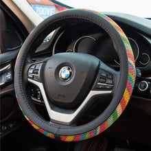 Crystal Diamond Steering Wheel Cover, PU Leather with Rainbow Bling Bling Rhinestones, Universal 15inch / 38cm for Women Girls, Black