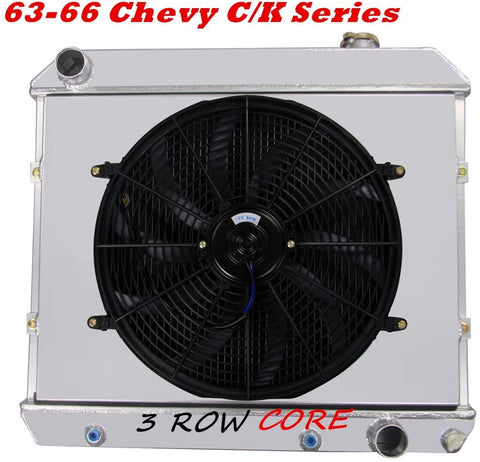 OzCoolingParts Chevy Radiator Fan Shroud Kit, 3 Row Core Aluminum Radiator + 16