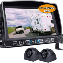 Xroose Backup Camera with 7" Touch Button Monitor W/Upgraded Recorder for RV Semi Box Truck Camper Motorhome 4 Quad DVR Screen 1080P FHD Waterproof IR Rear + Side View Wired Reverse Backing System Y3