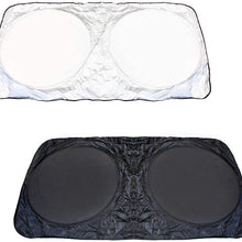 iJDMTOY 2-Set Medium 60 x 27.5 Car Windshield Sunshade, Foldable, Block UV Ray Deflector Sun Shade Protection