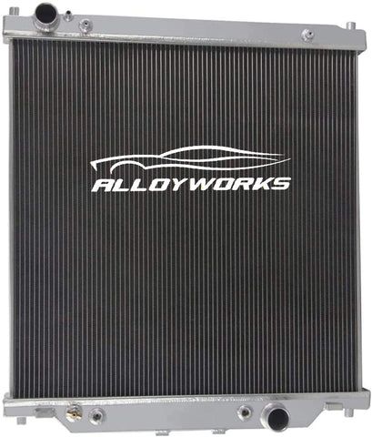ALLOYWORKS 2 Row Aluminum Radiator for Ford F250 F350 Super Duty 2003-2007/Ford Excursion 2003-2005 6.0L Powerstroke Engine