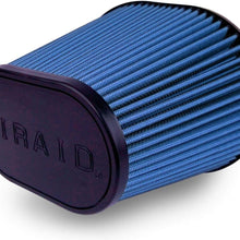 Airaid 723-472 Universal Clamp-On Air Filter: Oval Tapered; 6 Inch (152 mm) Flange ID; 9 Inch (229 mm) Height; 10.75 x 7.75 Inch (273 mm x 197 mm) Base; 7.25 x 4.75 Inch (184 mm x121 mm) Top